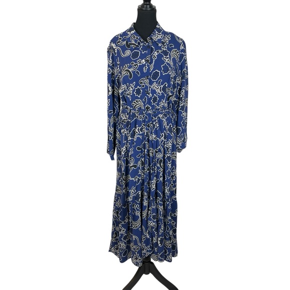 Zara Blue Floral Tiered Midi Dress with Long Sleeves - Picture 1 of 15